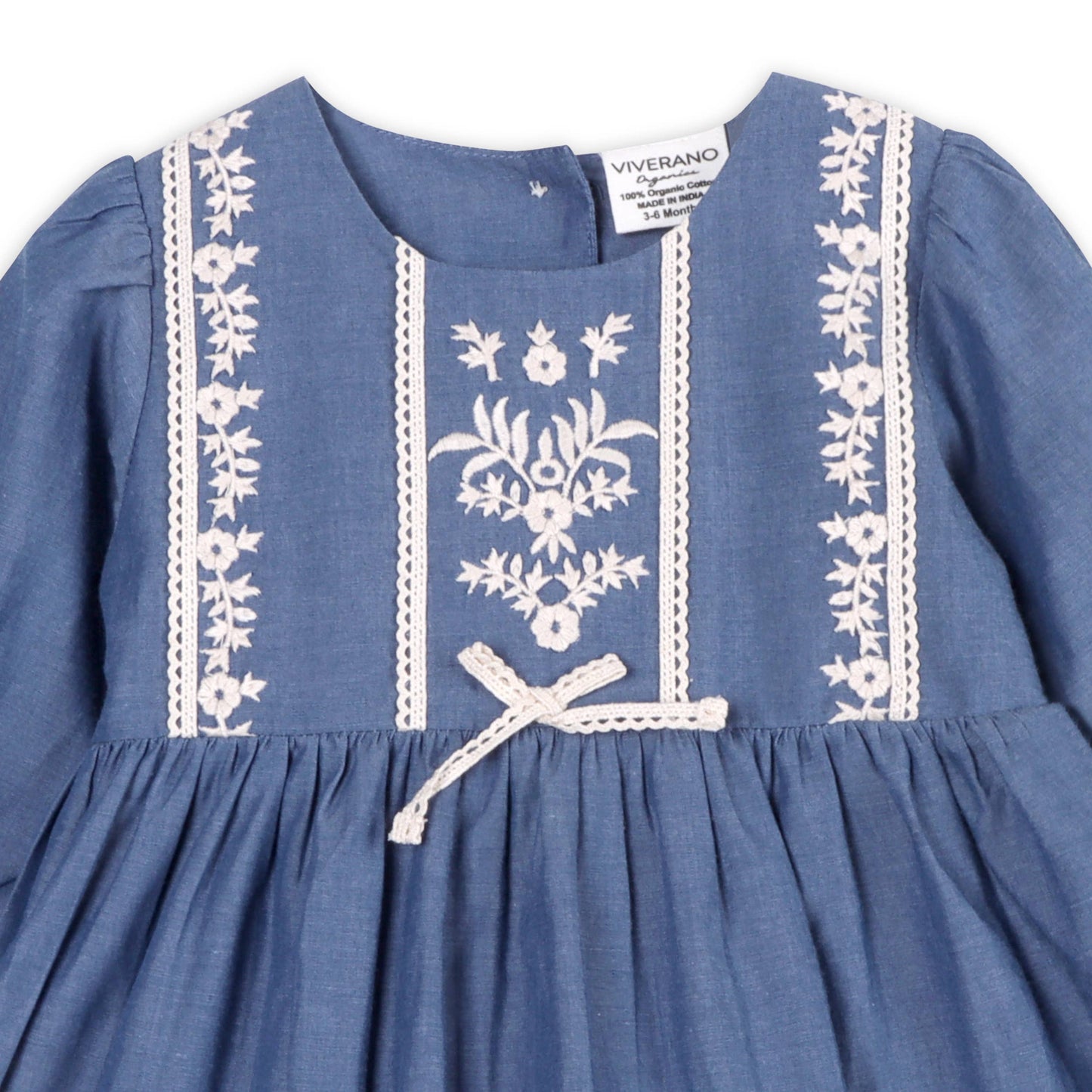 Hudson Soft Denim Embroidered Dress & Bloomer (Organic)