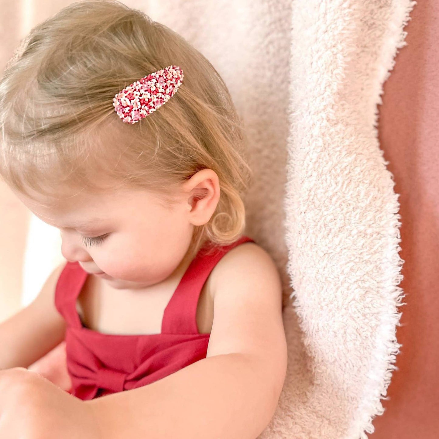 Rosewater Blush Linen Fabric Hair Clips