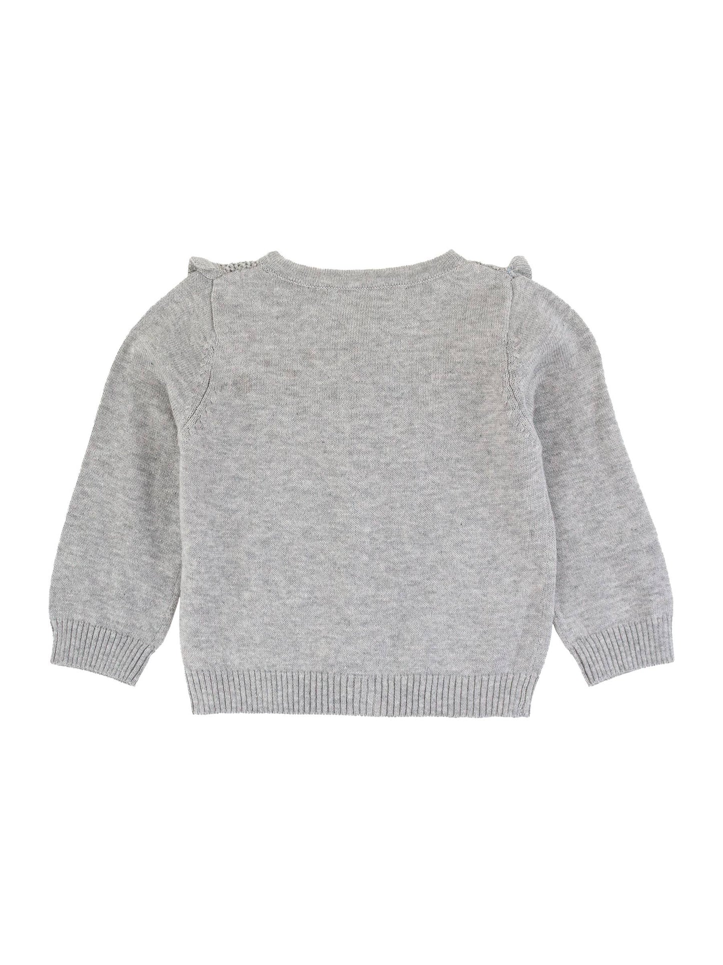 Girls Heather Gray Sweater Knit Ruffle Trim Cardigan