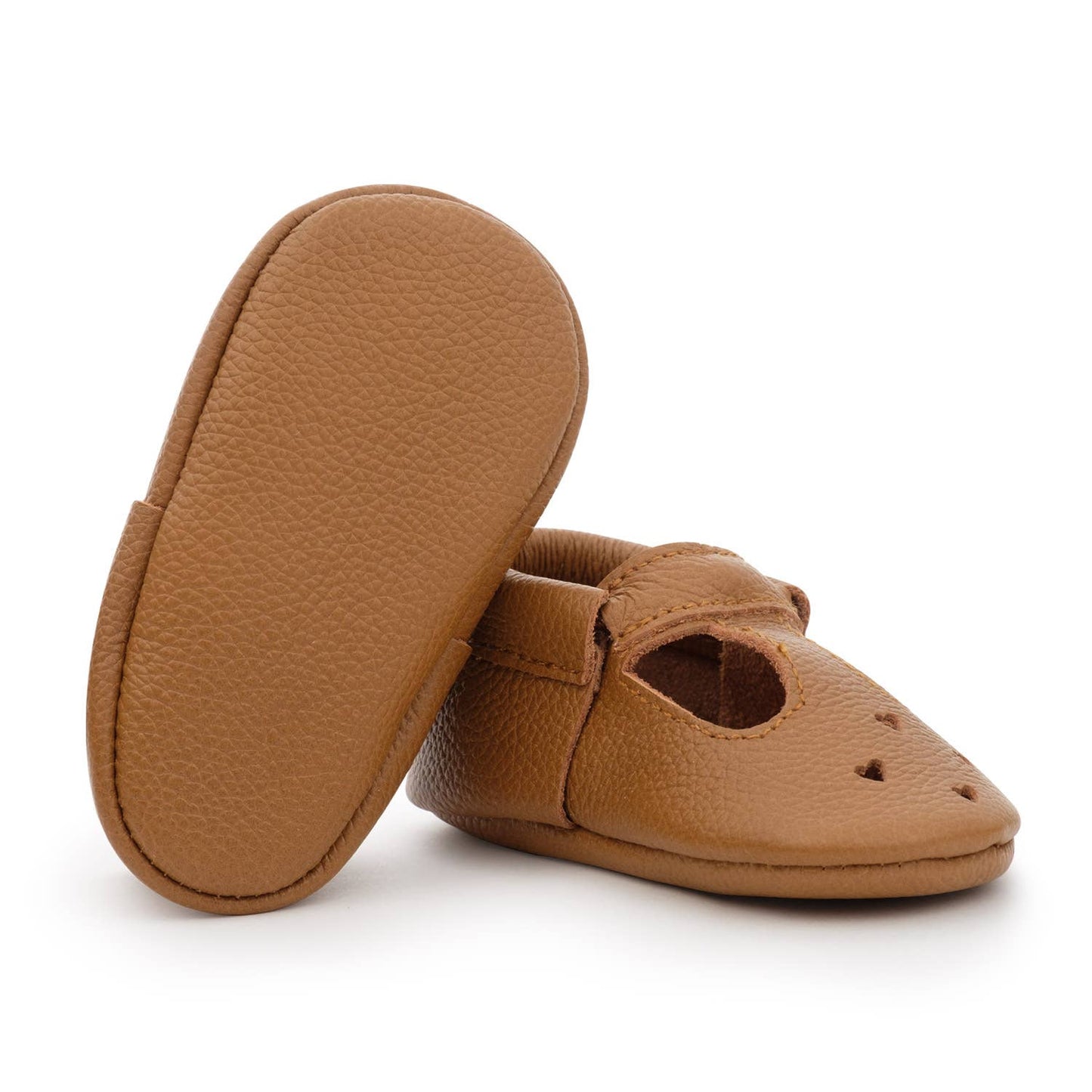 Mary Jane Baby Moccasins - Leather Baby Shoes Classic Brown