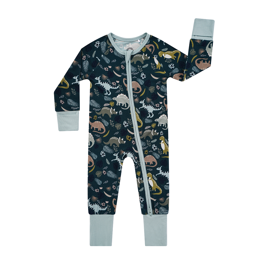 Prehistoric Friends Dinosaur Baby Pajama Bamboo Baby Pajamas Convertible Romper