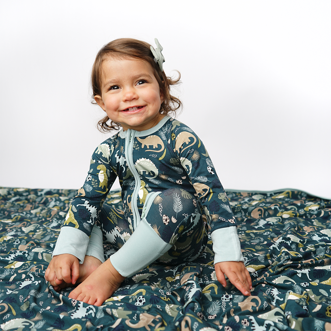 Prehistoric Friends Dinosaur Baby Pajama Bamboo Baby Pajamas Convertible Romper