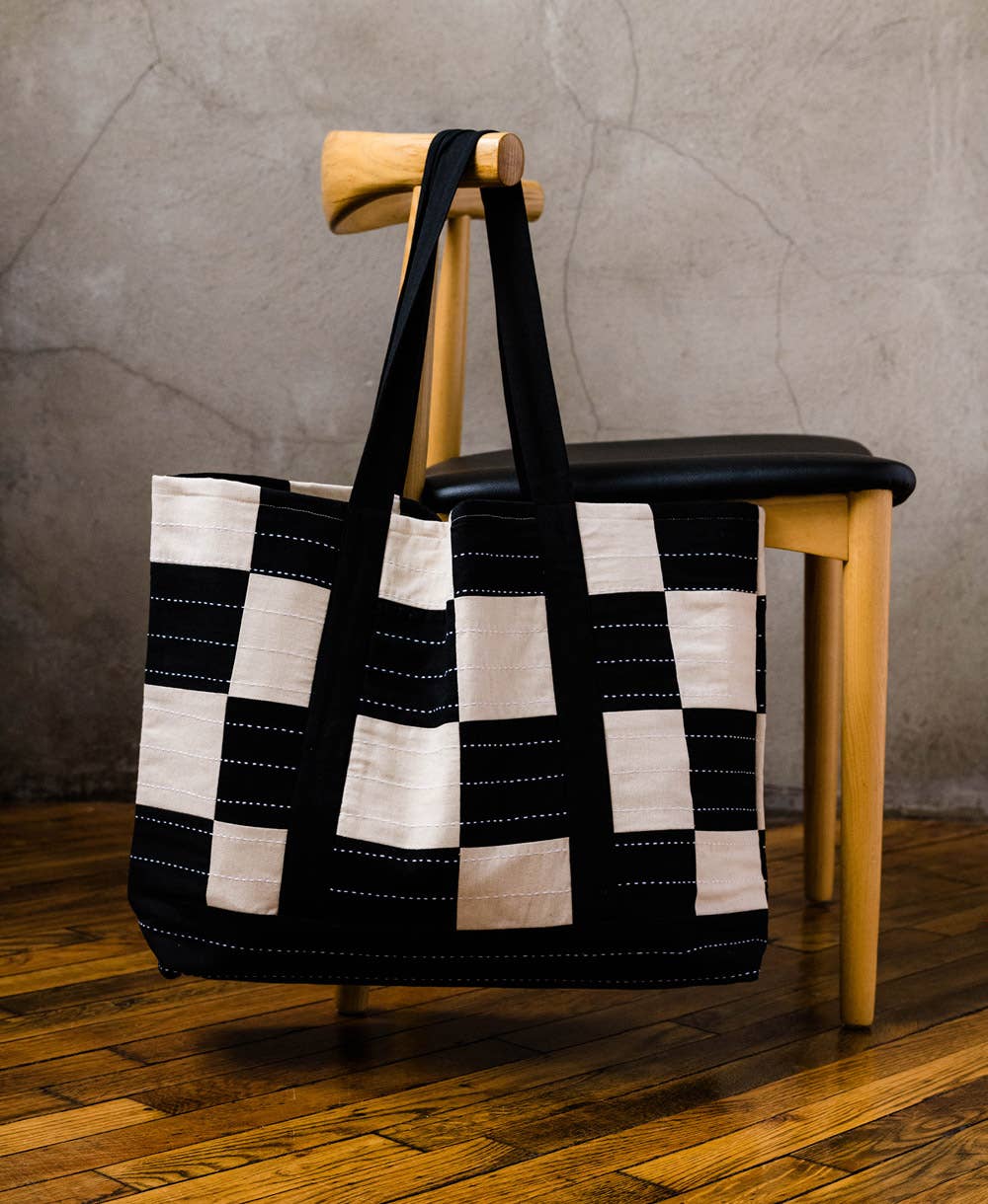 Checkered Tote Bag: Sage