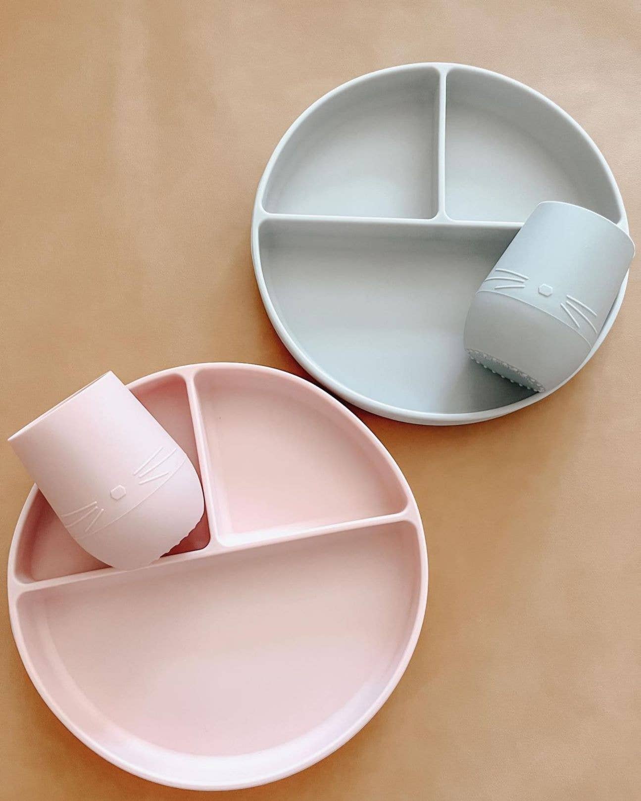 Baby Plate with Suction and Divided Portions (Pink)