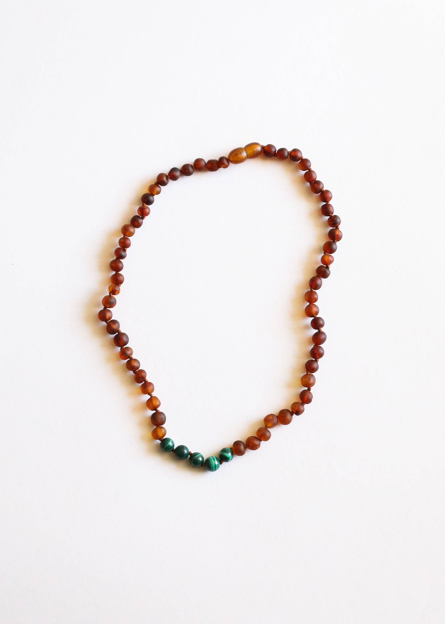 Raw Cognac Amber + Malachite || Necklace