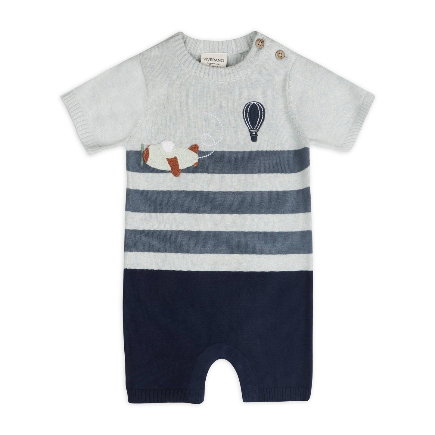 Airplane Applique Knit Short Baby Romper