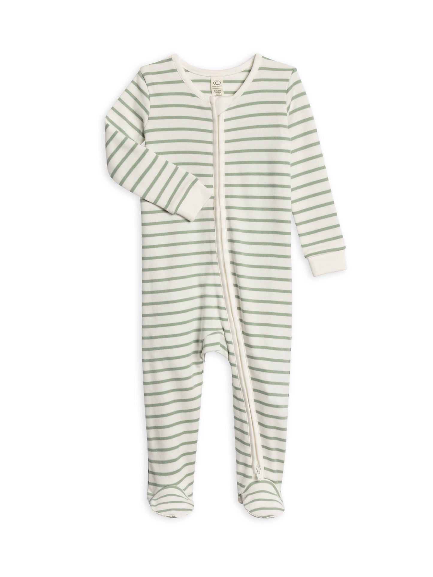 Organic Peyton Footed Sleeper - Vitto Stripe / Jade