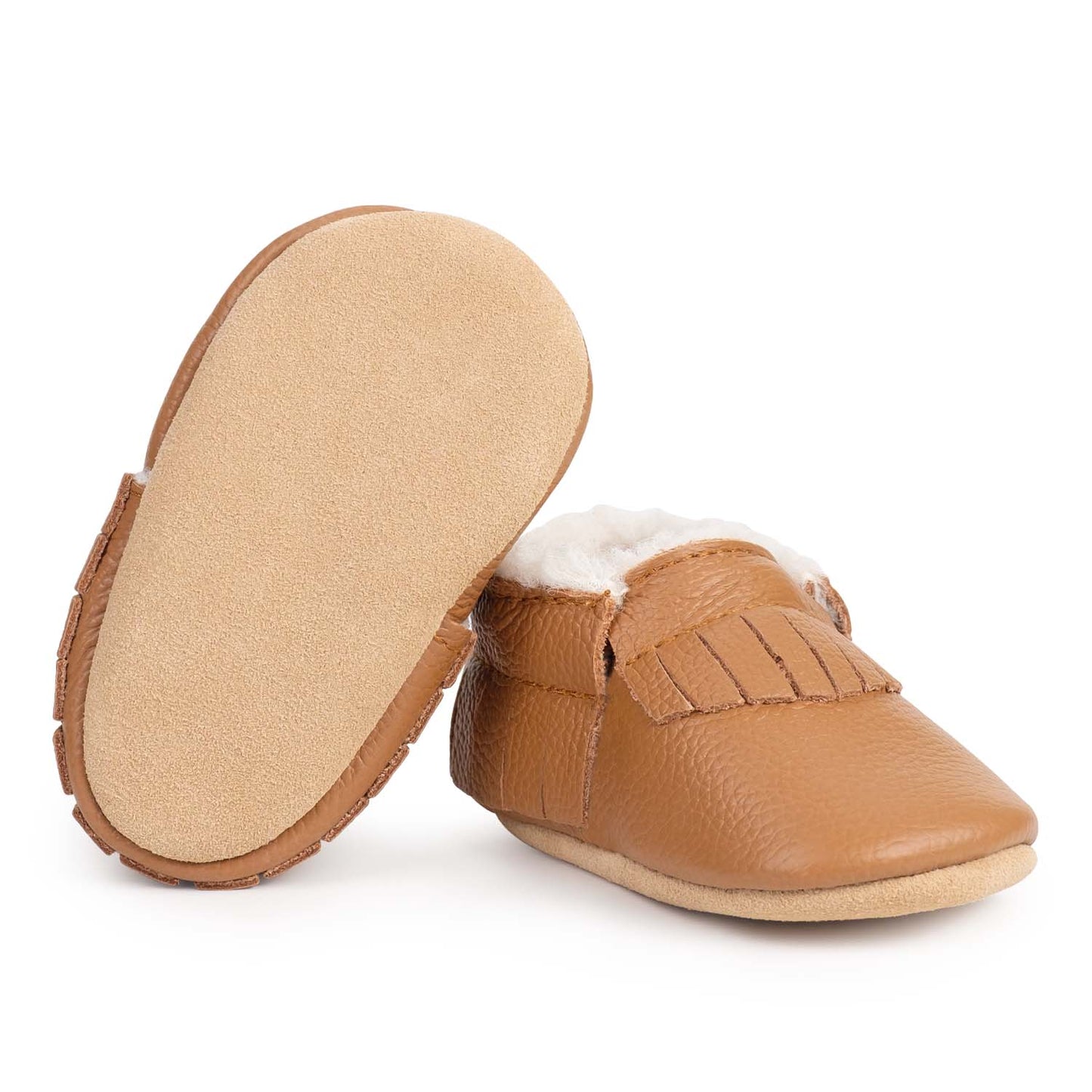 Sherpa Baby Moccasins - Leather Baby Shoes (Classic Brown)