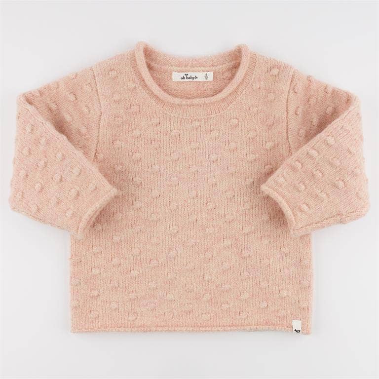 Heather Bobble Stitch Roll-Edge Knitted Pullover