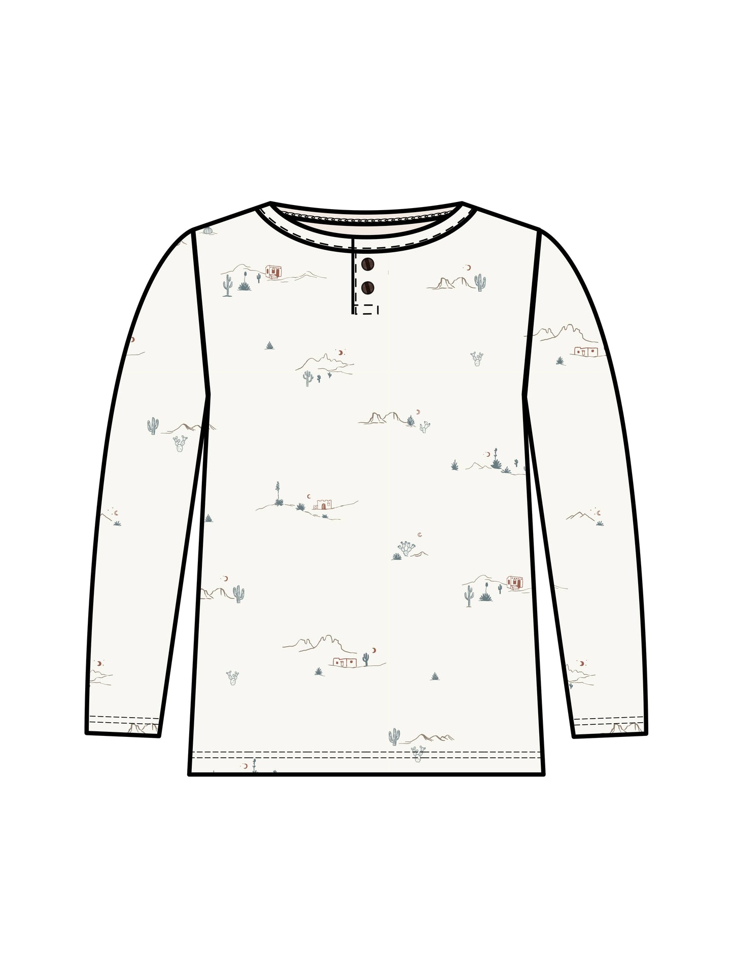 Reef Henley Crew Neck Tee - Desert / Teal + Taupe