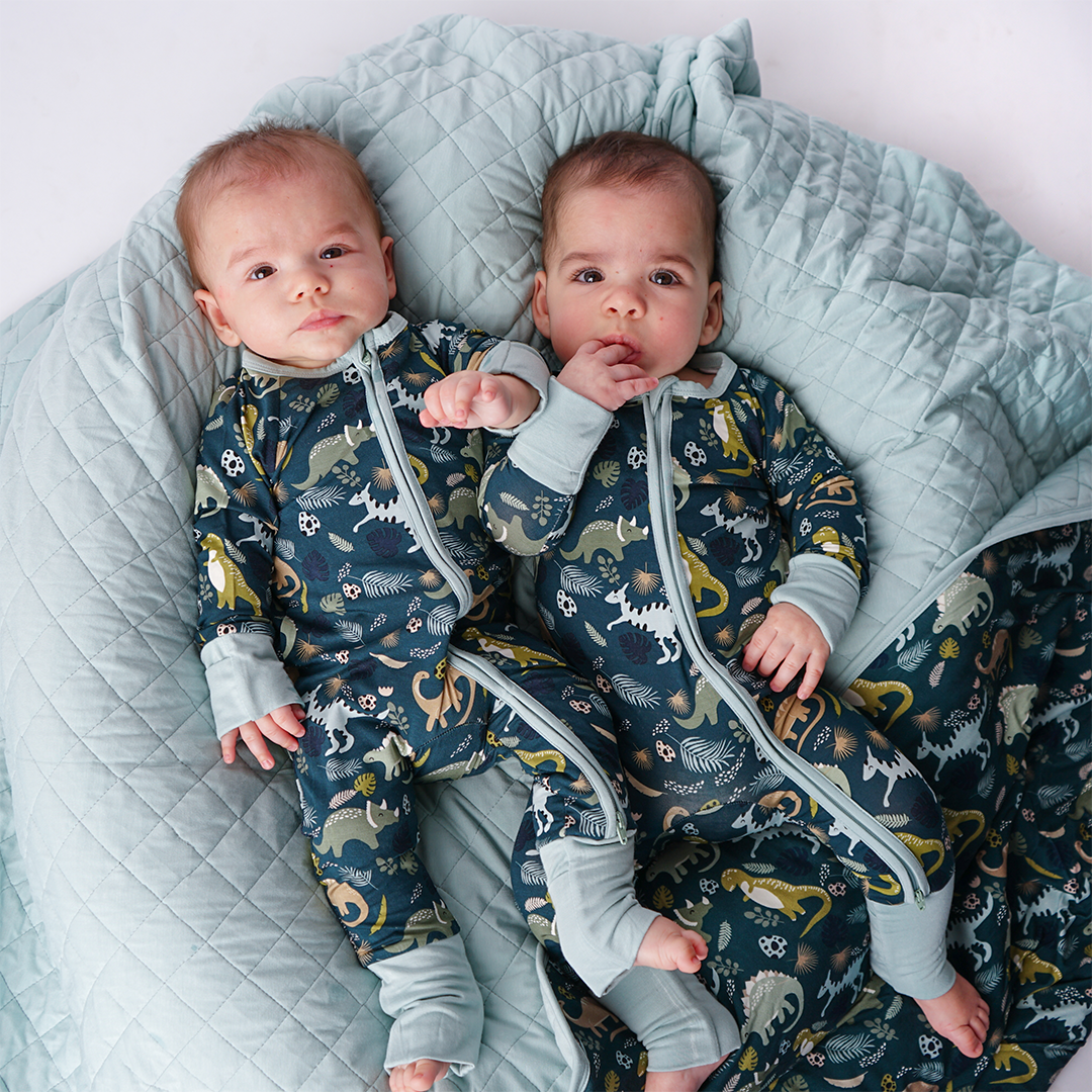 Prehistoric Friends Dinosaur Baby Pajama Bamboo Baby Pajamas Convertible Romper