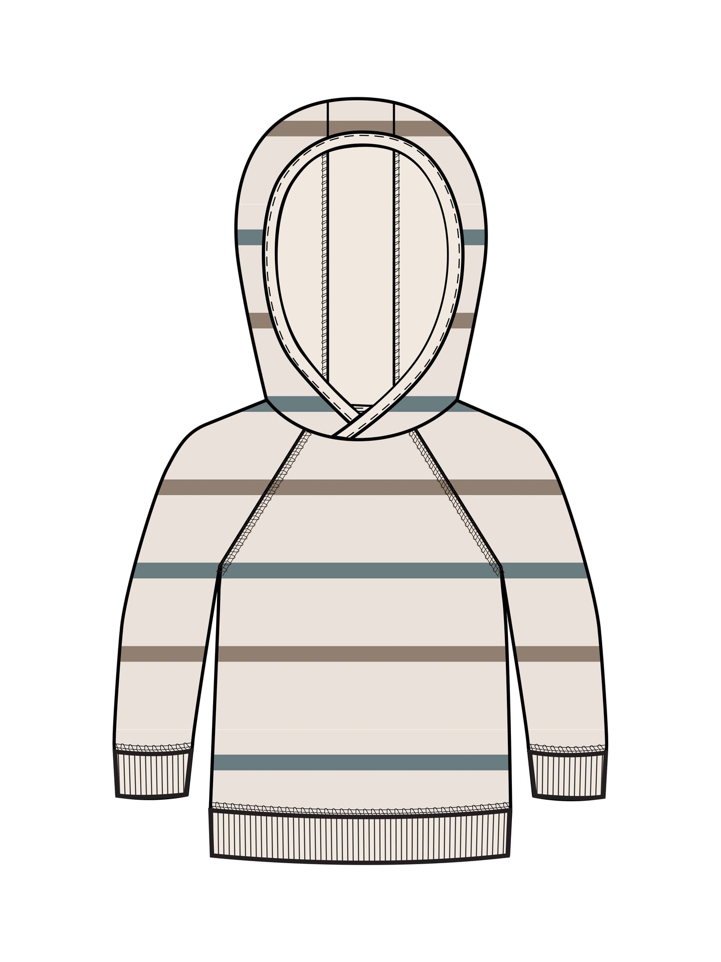 Baby & Kids Madison Hooded Pullover-Max Stripe / Teal+Taupe