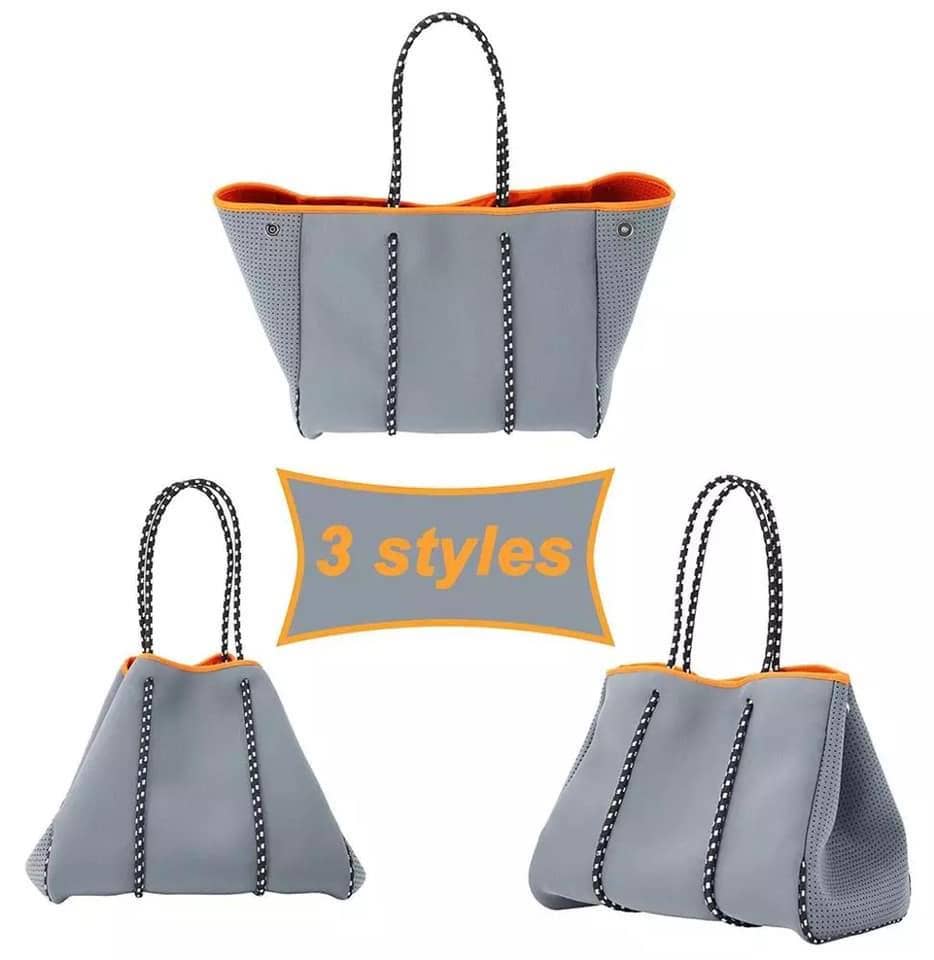 Beach Bag - Cream w/ Gold and White Stripe RTS