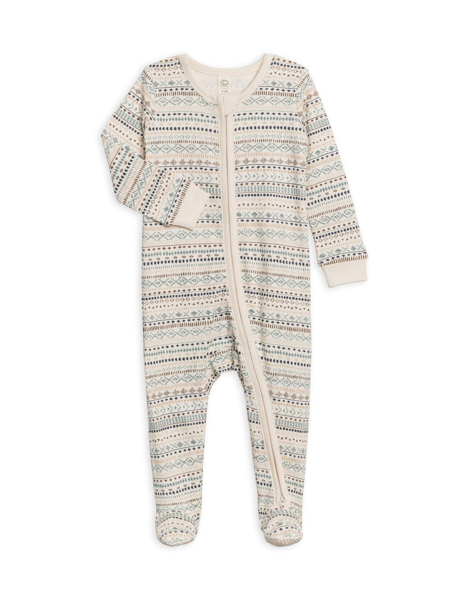 Organic Baby Peyton Footed Sleeper - Southwest/Teal + Taupe