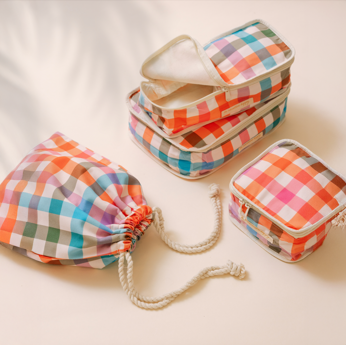 Rainbow Plaid Packing Cube Set