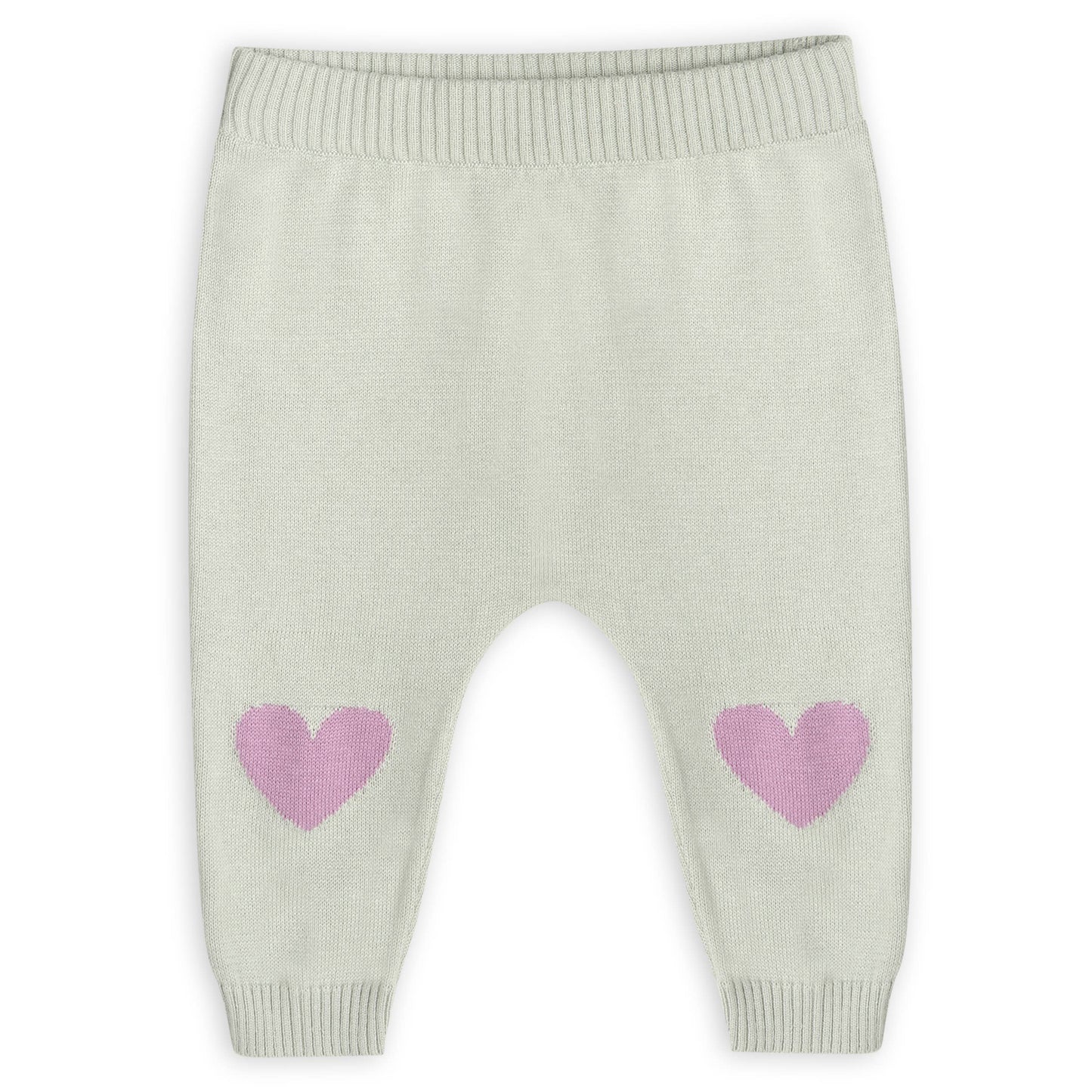 Flower & Heart Baby Sweater Cardigan & Pants Set - Sage Green