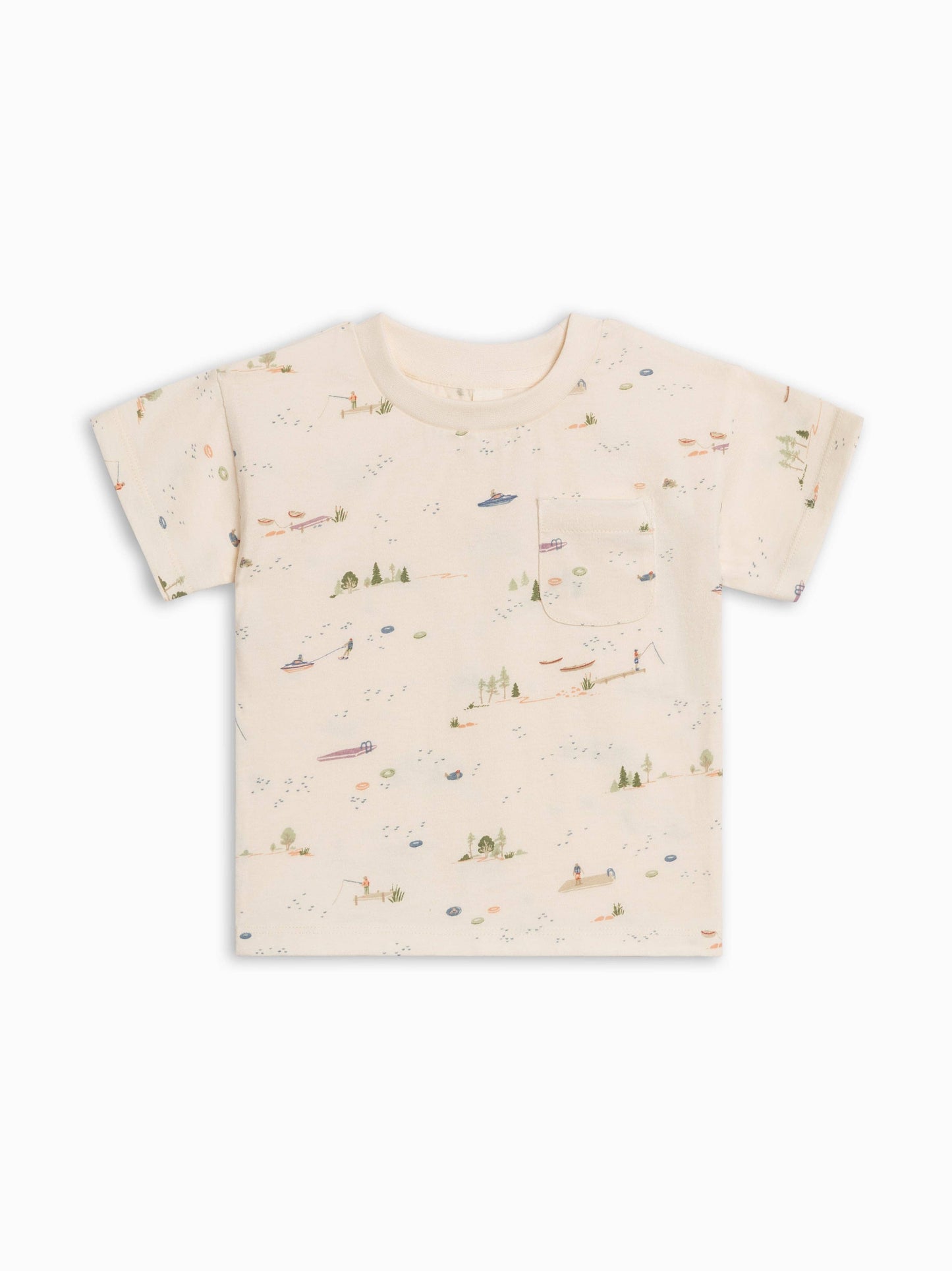Hollis Drop Shoulder Tee - Lake / Barn + Mint