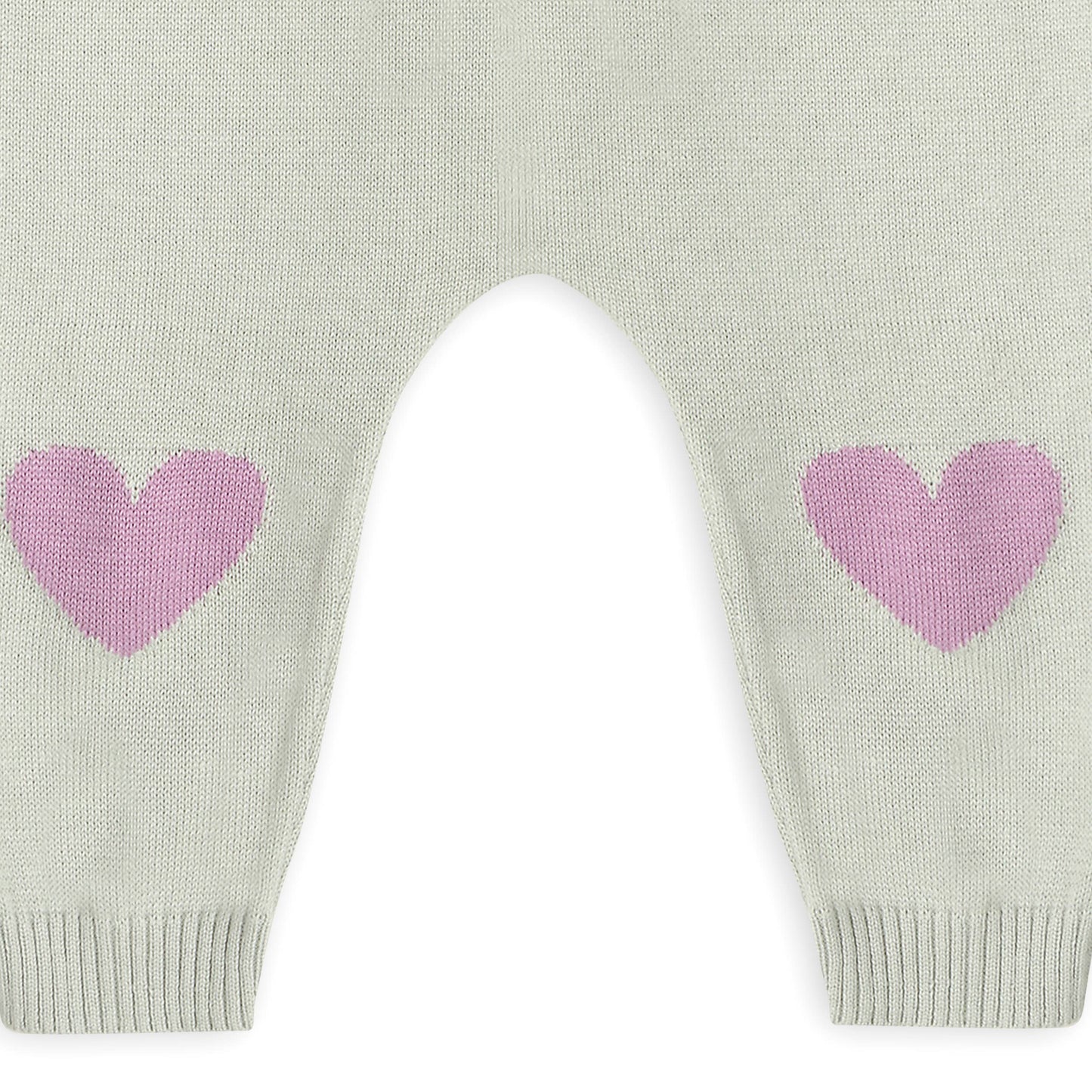 Flower & Heart Baby Sweater Cardigan & Pants Set - Sage Green
