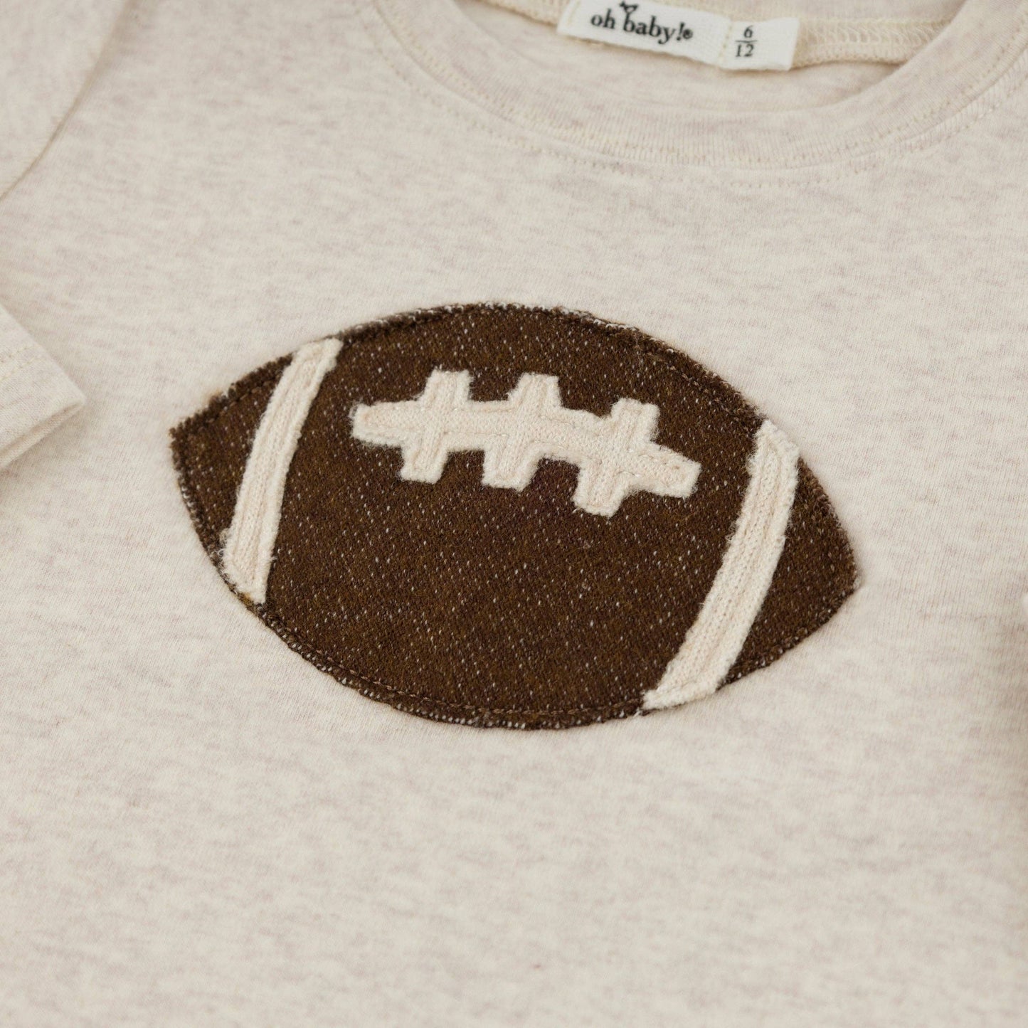 Chocolate Football Baby Rib LS Raw Edge Tee