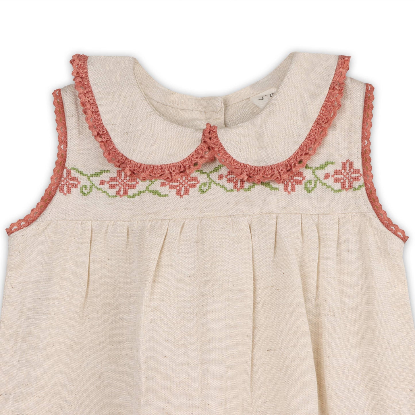 Poppy Floral Embroidered Sleeveless Baby Romper