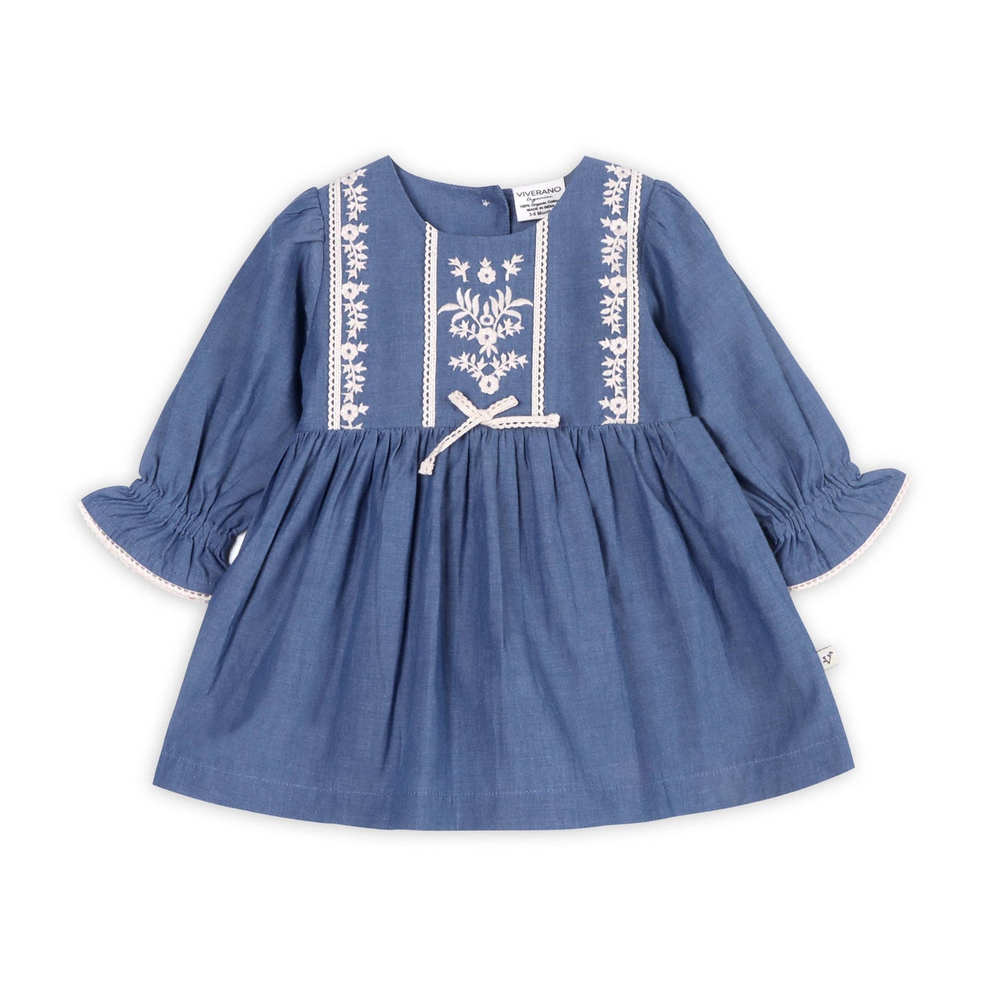 Hudson Soft Denim Embroidered Dress & Bloomer (Organic)