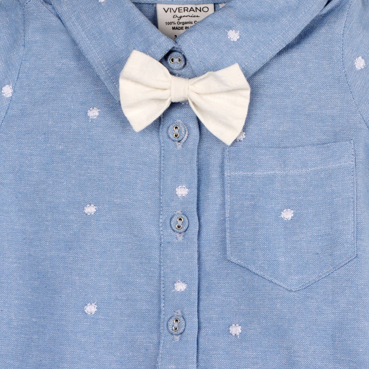 Isla Bowtie Chambray Baby Romper