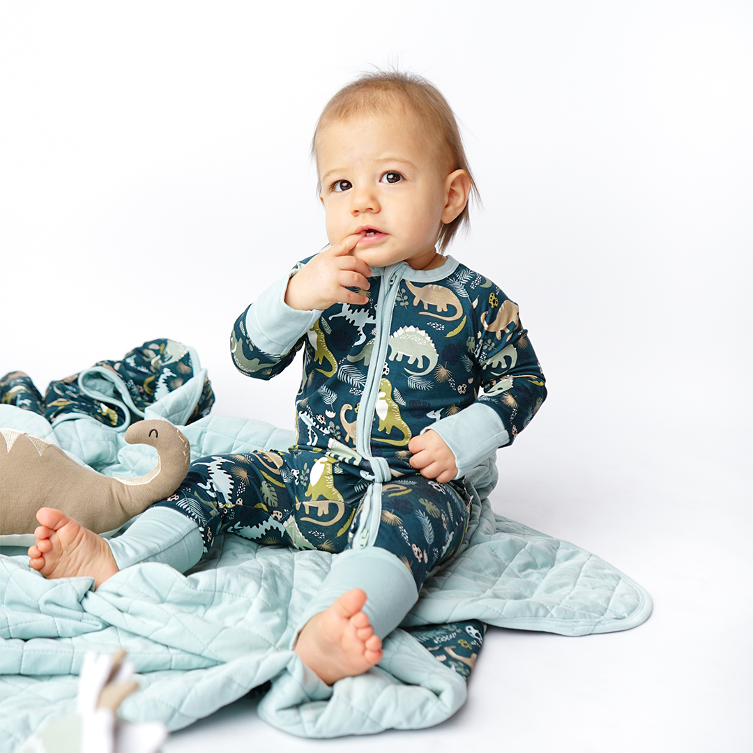 Prehistoric Friends Dinosaur Baby Pajama Bamboo Baby Pajamas Convertible Romper