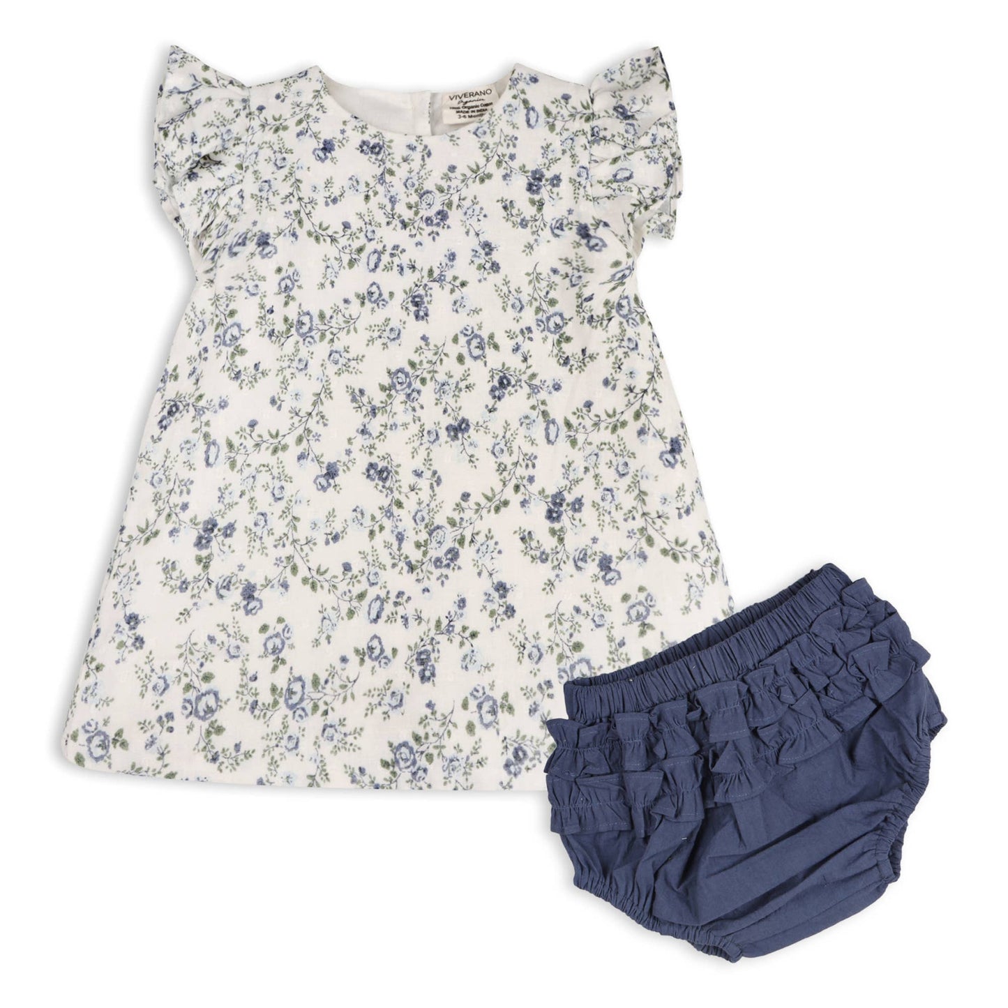 Celia Floral Baby Blouse With Bow +Bloomer - Navy Ditsy Floral