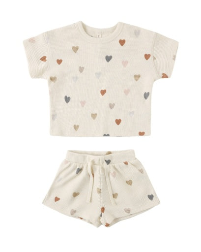 WAFFLE TEE + SHORT SET CONFETTI HEARTS