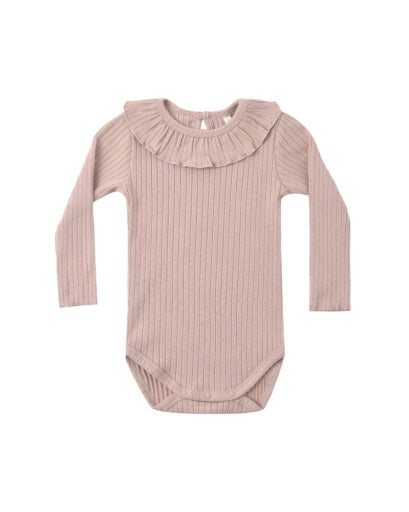 RUFFLE COLLAR BODYSUIT ROSEWOOD