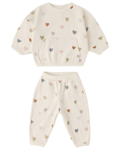 WAFFLE SWEATER SET CONFETTI HEARTS