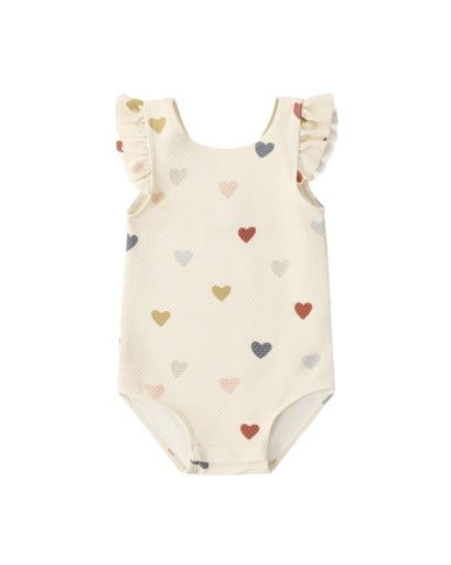 SCOOP BACK ONE-PIECE SWIMSUIT CONFETTI HEARTS