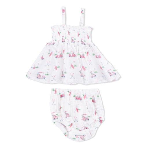 Baby Golf Carts Pink - Smocked Top with Bloomer