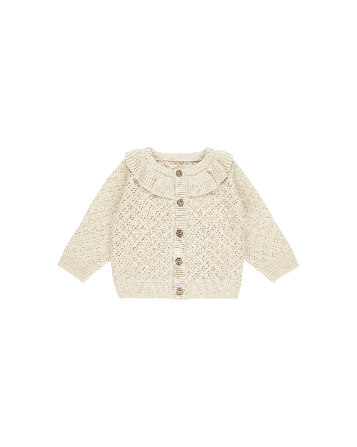 Ruffle Collar Cardigan - Natural