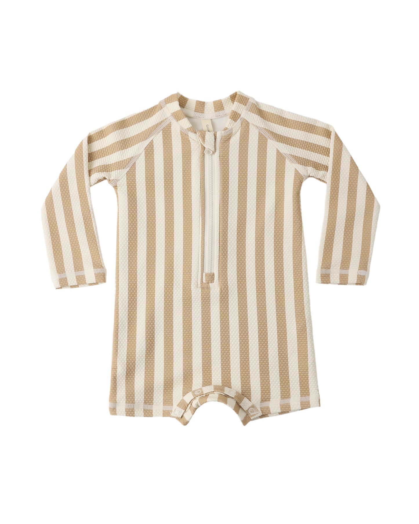 Long Sleeve One-Piece Rashguard Retro Latte Stripe