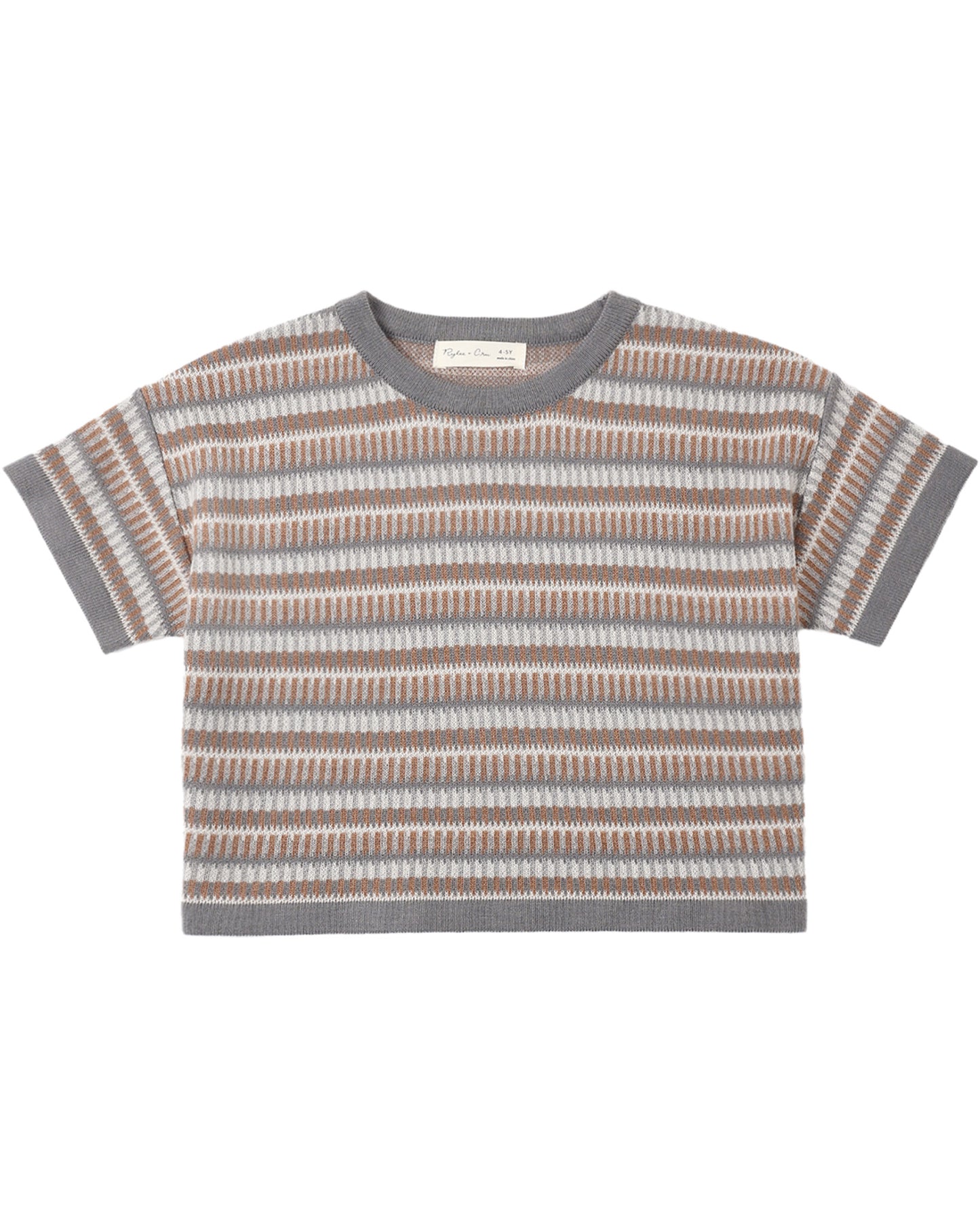 BOXY CROP KNIT TEE MULTI-STRIPE