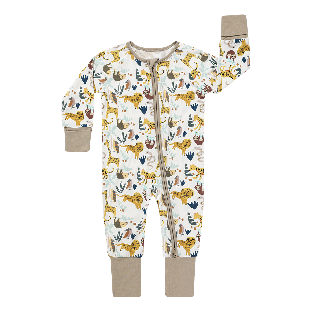 Jungle Friends Bamboo Pajamas Baby Pajamas Footie Pajamas