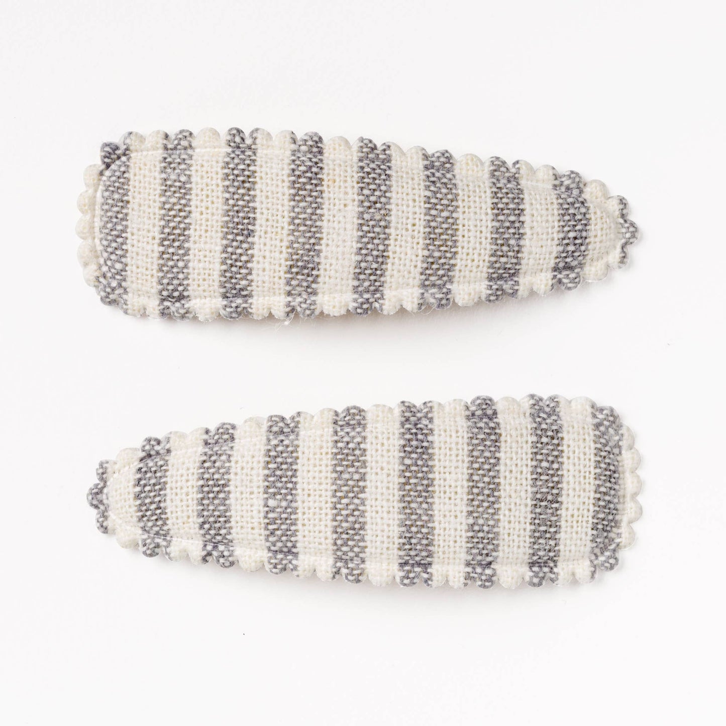 Aubrey Linen Gray Stripe Hair Clips