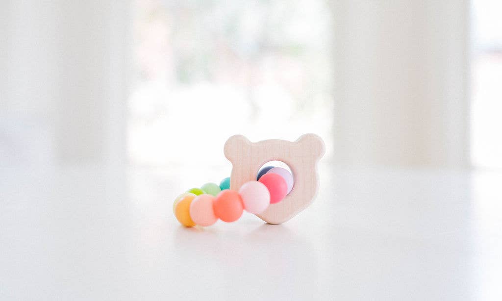 Mini Bear Teething Toy Sensory Ring for Baby