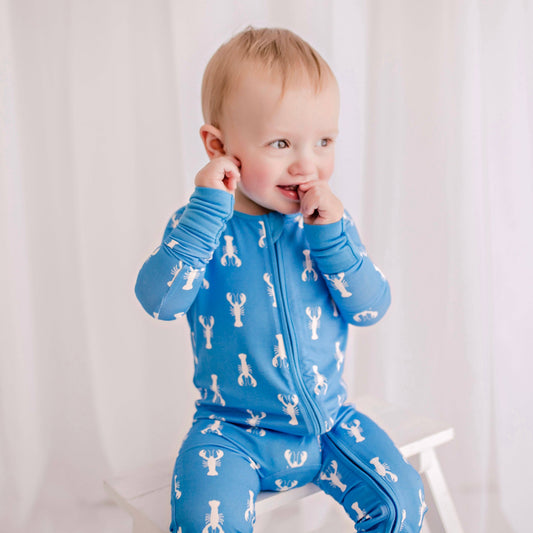 Keegan - Blue Lobster Zippy Romper