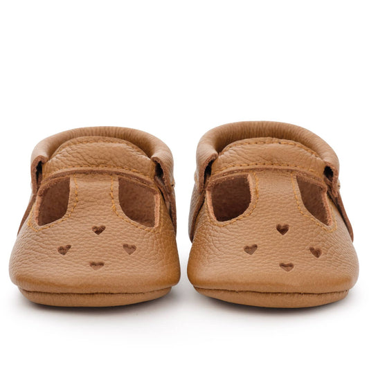 Mary Jane Baby Moccasins - Leather Baby Shoes Classic Brown
