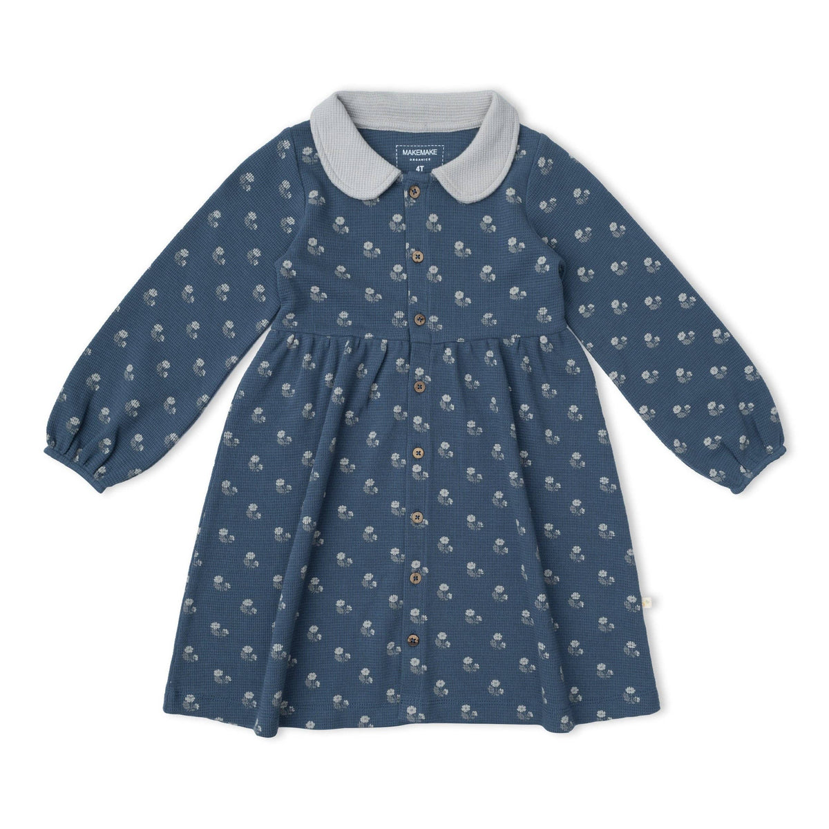 Organic Collared Dress - Indigo Blossom