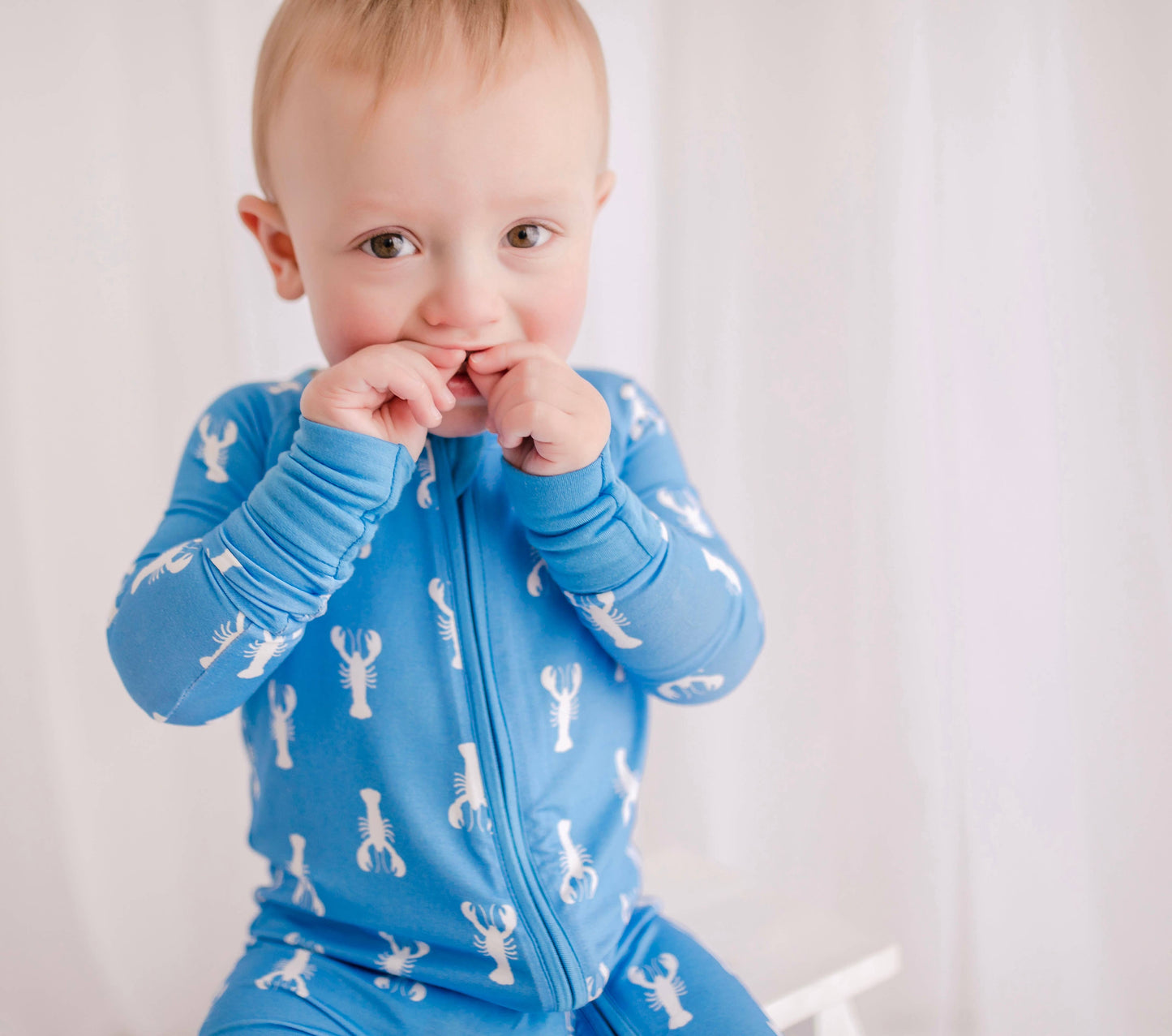 Keegan - Blue Lobster Zippy Romper