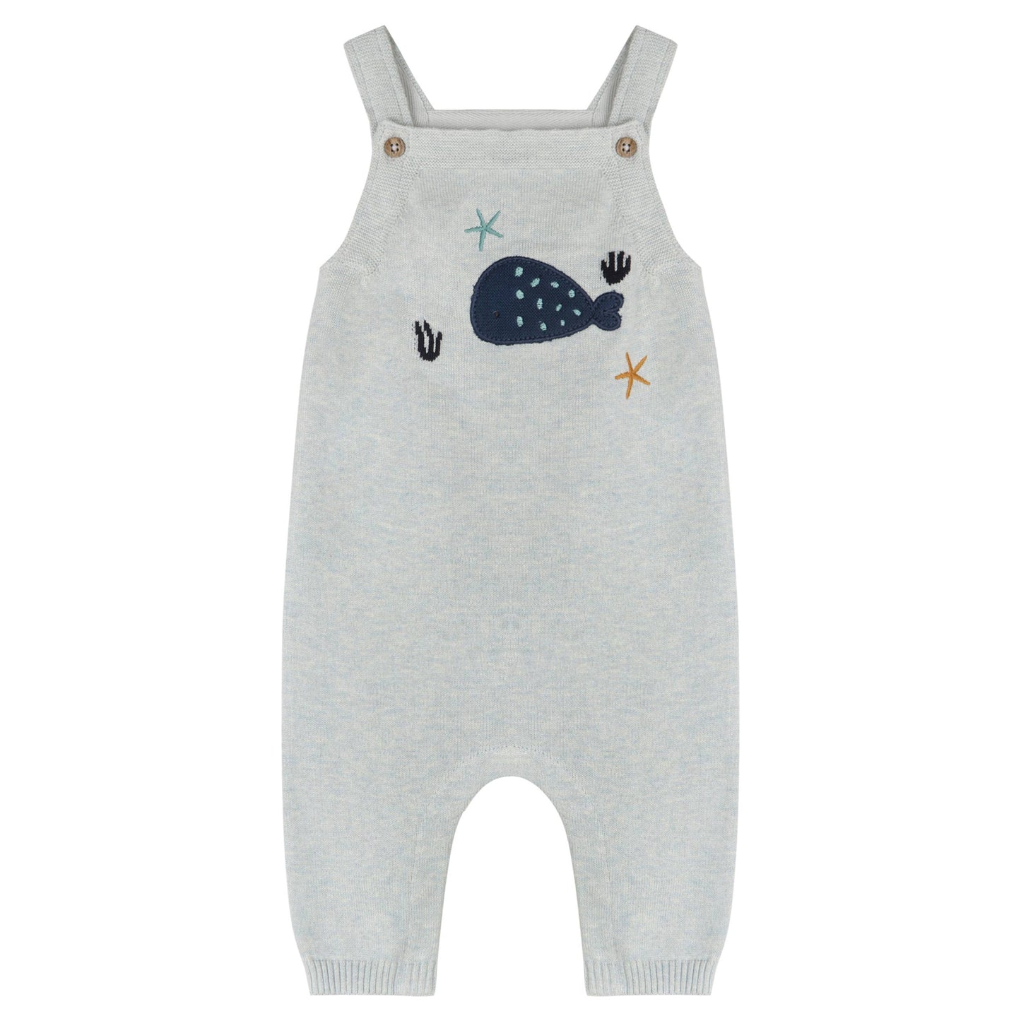 Whale Embroidered Knit Baby Overall Set (Organic Cotton)