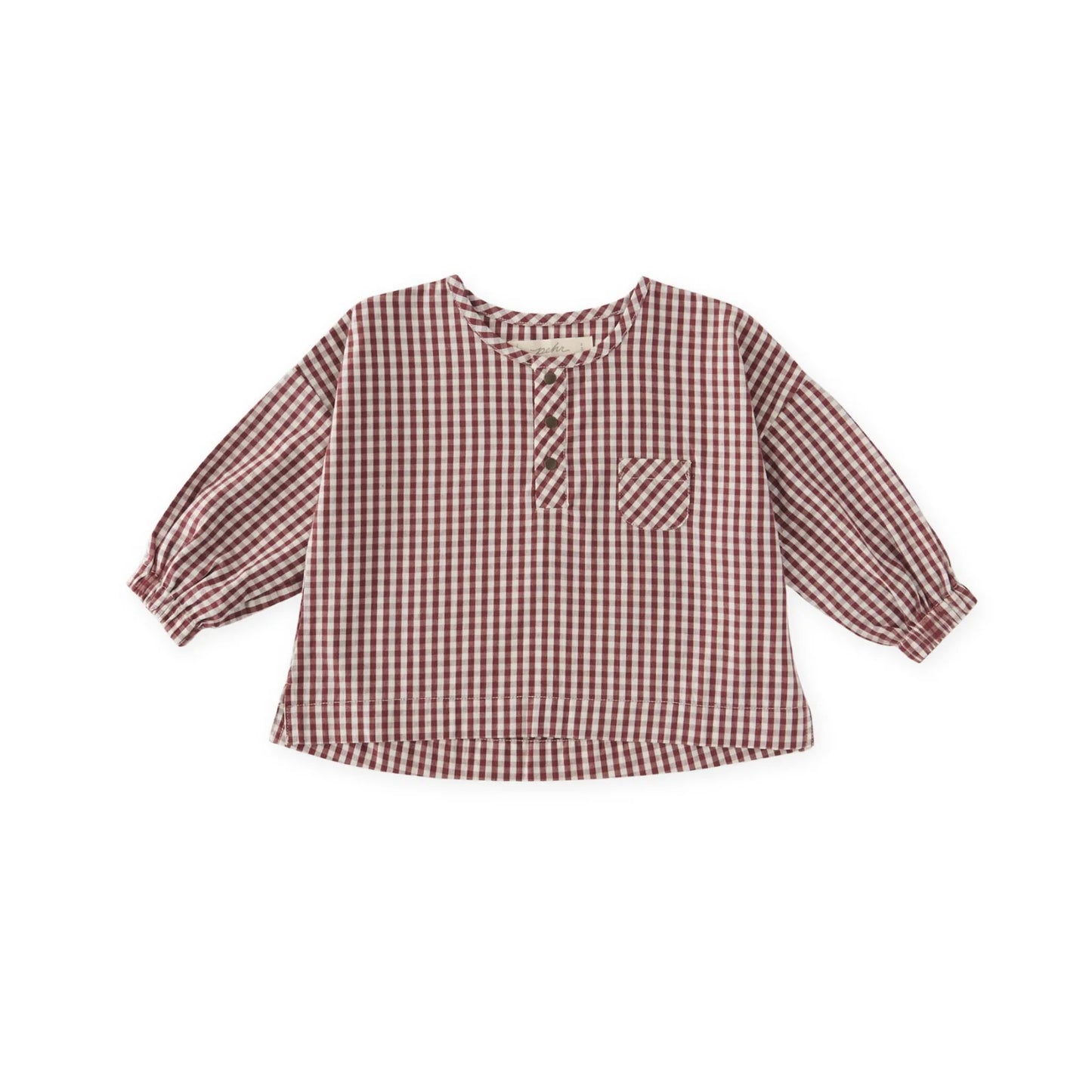 Gingham Long Sleeve Shirt - Mulberry