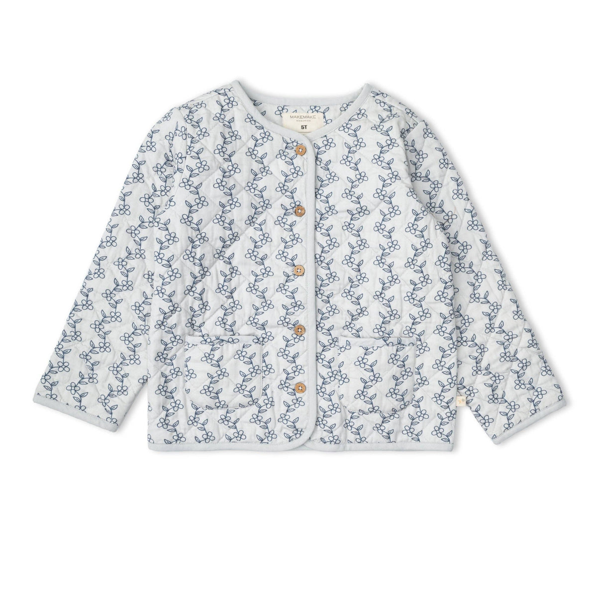 Organic Quilted Buttoned Jacket - Bluebell Vine