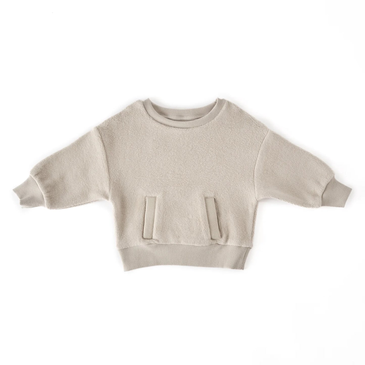 Teddy Fleece Drop Shoulder Sweatshirt - Stone