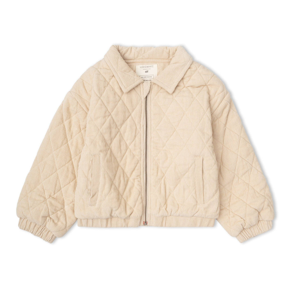 Organic Quilted Bomber Corduroy Jacket - Oat