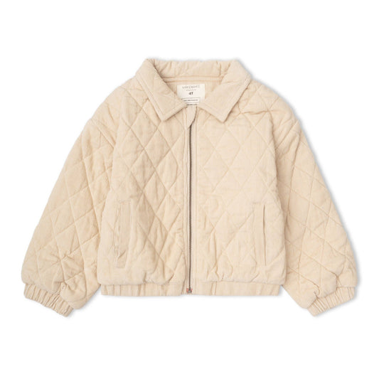 Organic Quilted Bomber Corduroy Jacket - Oat