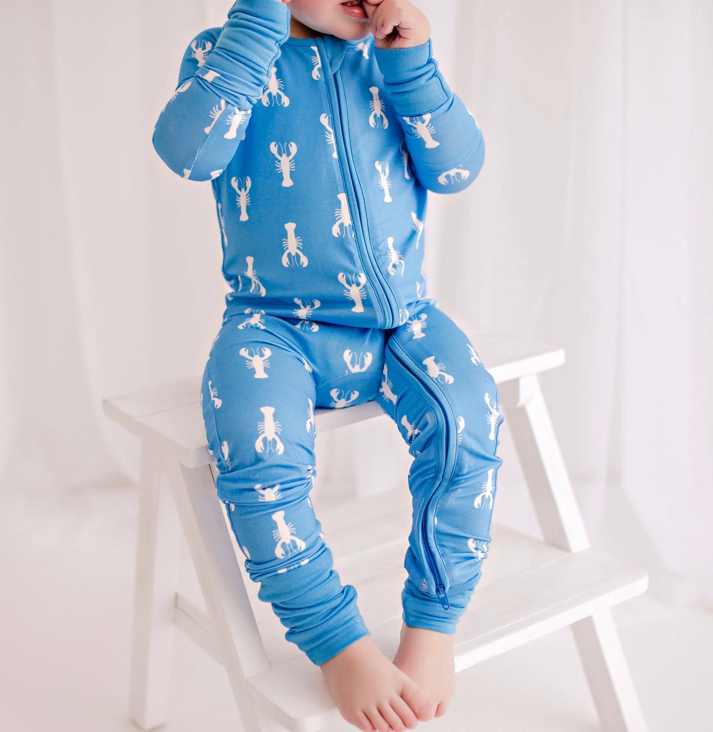 Keegan - Blue Lobster Zippy Romper